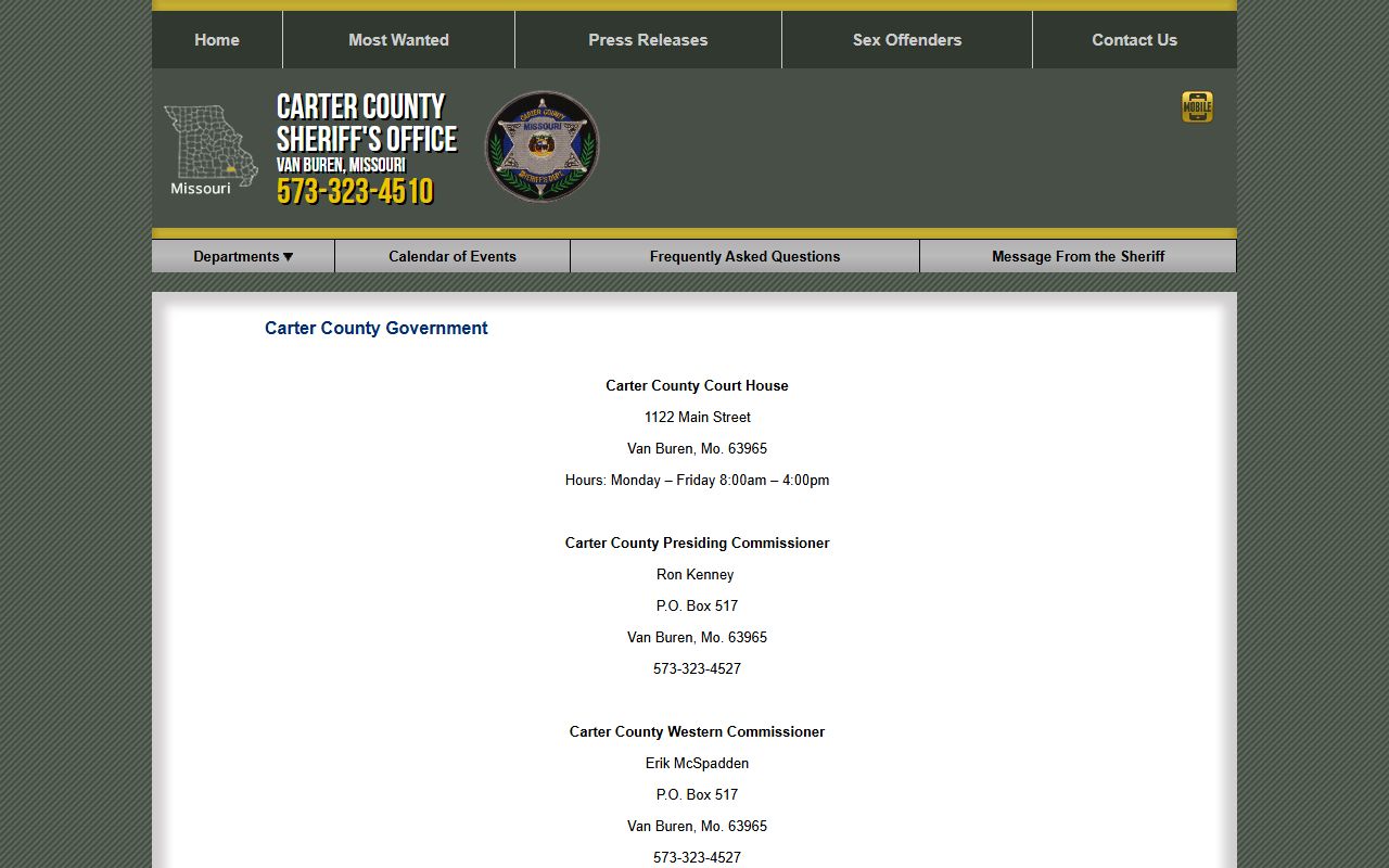 Carter County Circuit Clerk government directory source
