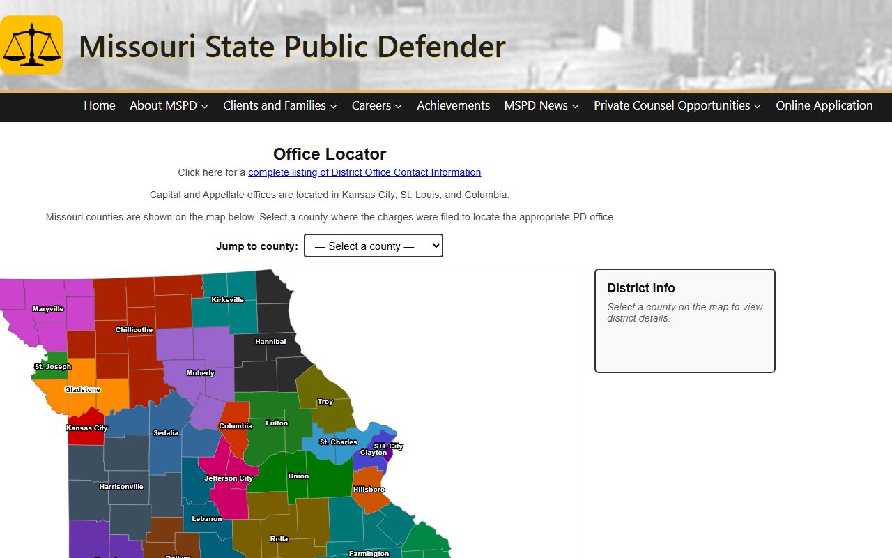 Carter County criminal court records Missouri public defender office locator