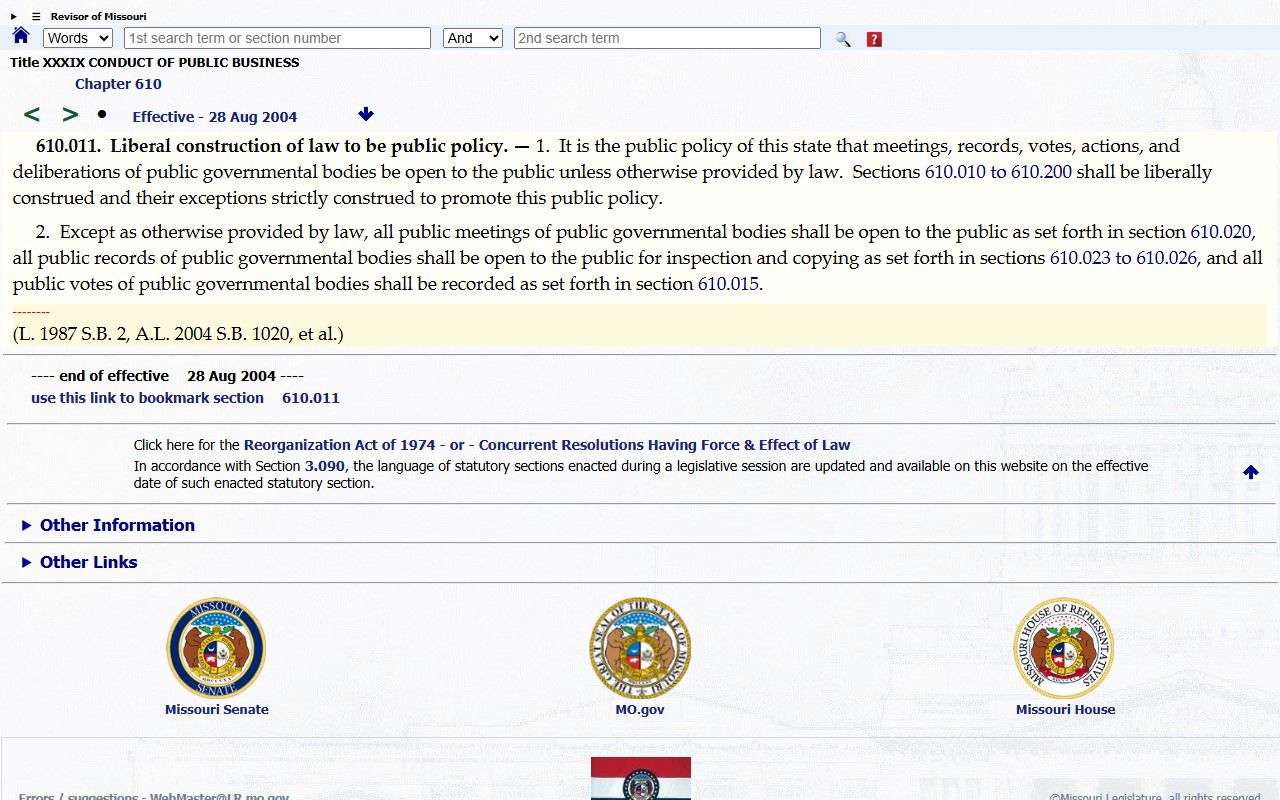 Carter County court records Missouri Sunshine Law source