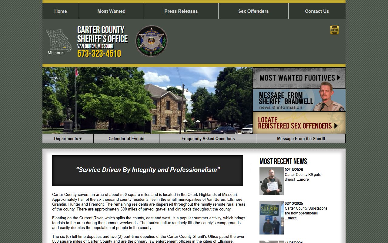 Carter County inmate search sheriff homepage and jail services