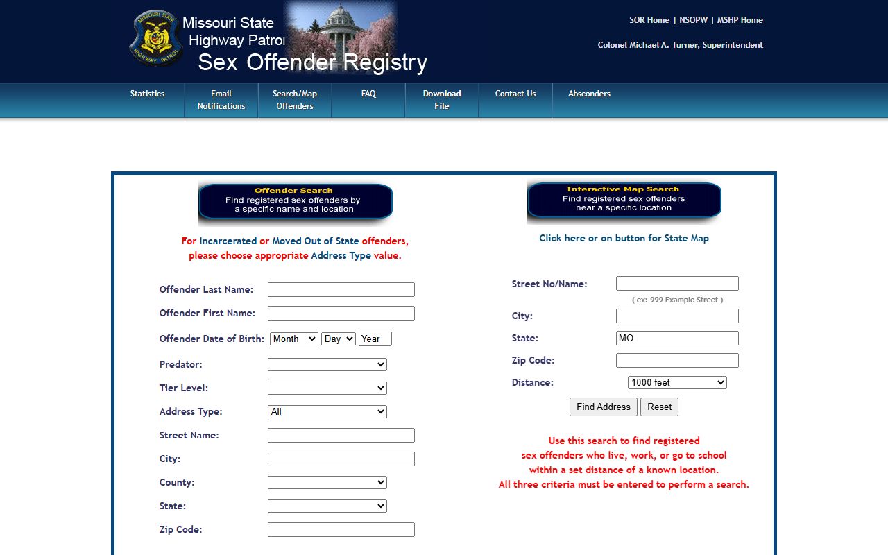 Carter County inmate records Missouri sex offender registry search