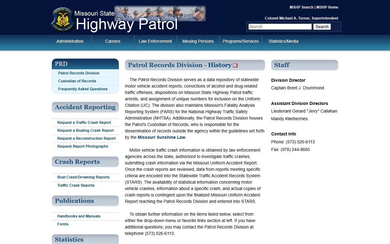 Carter County traffic court records MSHP crash report repository