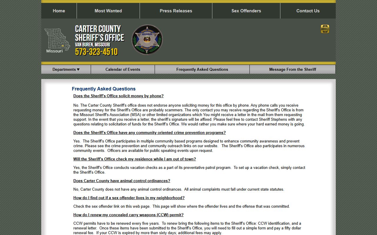 Carter County traffic court records sheriff FAQ ticket instructions